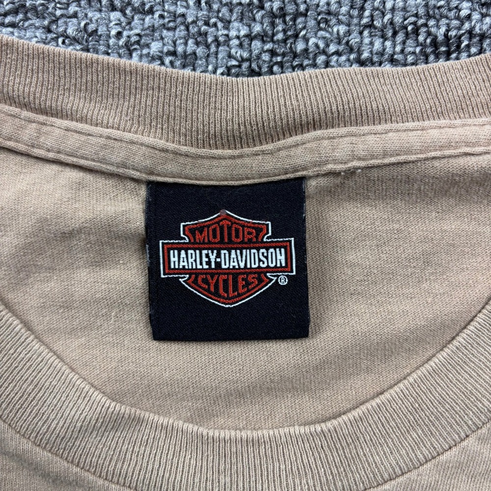 Grunge Harley Davidson Biker Smoky Mountain Brown Pocket T-Shirt Size Large - Picture 3 of 6